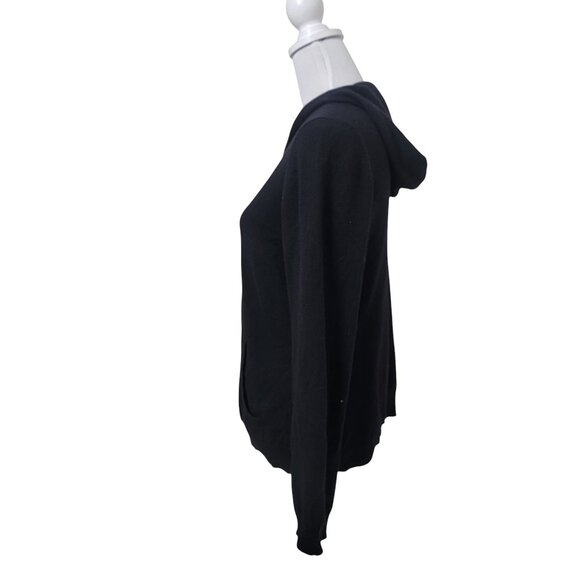 Charter Club Size L Cashmere Classic Black Zip-Front Hoodie Sweater Cardigan - Picture 3 of 10